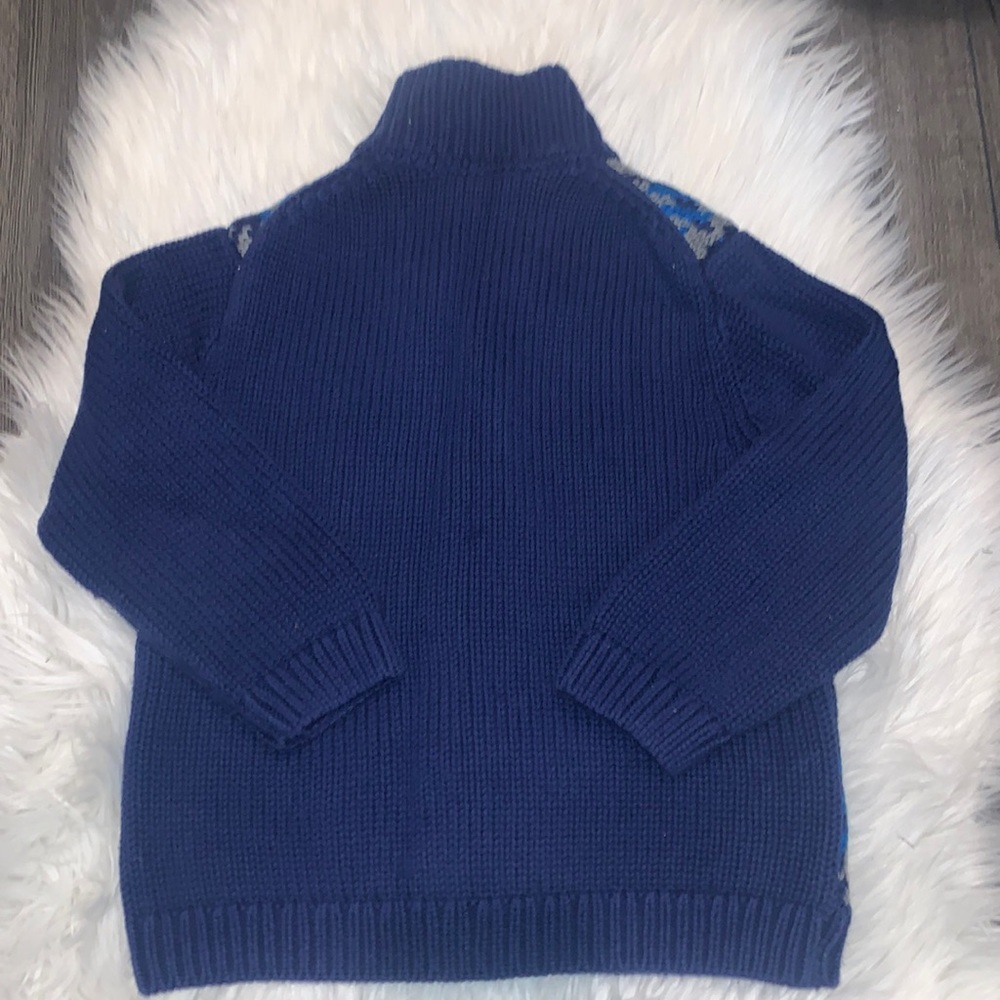 Janie and Jack Boys Plaid Chunky Knit Cardigan Sweater Size 4 Blue/Navy - Picture 5 of 7